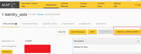 Step 3: To create a new license, hit the CREATE LICENSE CODES button.